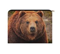 Grizzly Bear Multi Purpose Polyester Zipper Makeup Pouch Portable Cosmetic Storage Organiser Lightweight Toiletry Carry Bag for Holiday Overnight Stays Daily Essentials Storage