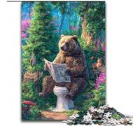 Grizzly Bear on The Toilet 1000 Pieces Jigsaw Puzzle For Adults Teens, Educational Games Home Decoration Unique Home Decor And Gifts (50x75cm)
