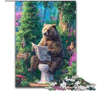Grizzly Bear on The Toilet Puzzles for Teenagers 1000 Pieces, Educational Games Home Decoration Unique Home Decor And Gifts 26x38cm