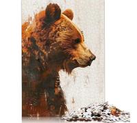 Grizzly Bear Painting Puzzles 300 Piece Wooden Puzzle for Adults And Teenager Educational Game for Adult Teenagers 1000pcs (75x50cm)