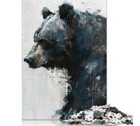 Grizzly Bear Portrait Art Puzzle Jigsaws 500 Pieces for Adults Puzzle Jigsaws for Adults Relax Puzzles Games 500pcs (52x38cm)