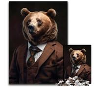 Grizzly Bear Portrait Piece Jigsaw Puzzle Challenging Puzzles Ideal for Family Fun RelaxationHoliday Gifts 1000 PCS(38x26cm)