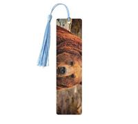 Grizzly Bear Print 5pcs Wooden Bookmarks with Tassels, Reading Page Markers Book Marks, Gifts for Men Women