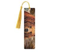 Grizzly Bear Print 5pcs Wooden Bookmarks with Tassels, Reading Page Markers Book Marks, Gifts for Men Women