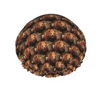Grizzly Bear Printed Reusable Shower Hats, Double Layer Headgear For Spa And Salon, Large Hair Wrap
