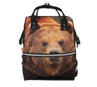 Grizzly Bear Prints Changing Bag Backpack Baby Diaper Bags for Mom Dad, Waterproof Nappy Rucksack Multifunctional Travel Bag
