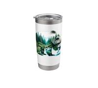 Grizzly Bear Salmon Mountain Stream Nature Stainless Steel Insulated Tumbler