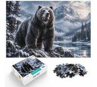 Grizzly Bear Snowy Mountain River Jigsaw Puzzle 1000pcs (70x50cm) | For festive leisure at home: Adult jigsaw puzzle with 1000 pieces works well for shared time during the holidays.