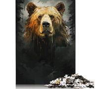 Grizzly Bear Stares Jigsaw Puzzles Puzzles for Adults Kids. 1000 Piece Whimsical Challenge Toy Educational Game Home Decoration for Adults& Kids Age 14 Years Up 1000pcs (38x26cm)
