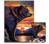 Grizzly Bear Style Jigsaws 1000 Pieces for Adults Wooden Jigsaw Puzzles Perfect for Family Fun Party Games Birthday Party Favors 1000 PCS(75x50cm)