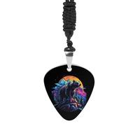 Grizzly Bear Sunset Fashion Guitar Picks Necklace Music Jewellery Personalized Pendant