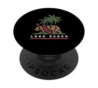 Grizzly Bear Under Palm Trees California Long Beach Vintage PopSockets Adhesive PopGrip