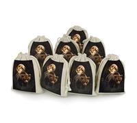 Grizzly Bear Walking Through Forests 8Pcs Drawstring Gift Bags Reusable Hessian Bags for Wedding Favors Party Jewelry Pouches