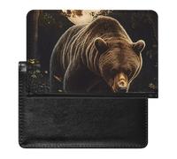 Grizzly Bear Walking Through Forests Passport Holder Cover Wallet Slim Passport Protector Card Holder Travel Accessories