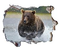 Grizzly Bear Wall Crack V001 3D Wall Smash Magic Window Wall Sticker Self Adhesive Poster Wall Art Size 1000mm Wide x 600mm deep (Large)