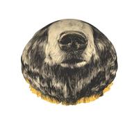 Grizzly Bear Wearing Yellow Beanie Prints Shower Cap Double Layer Lined Waterproof Bathing Shower Hat