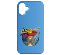 Grizzly Bear With Sunglasses California Aesthetic Surf Retro Case for iPhone 16 Plus