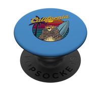 Grizzly Bear With Sunglasses California Aesthetic Surf Retro PopSockets Adhesive PopGrip