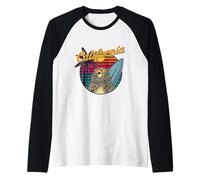 Grizzly Bear With Sunglasses California Aesthetic Surf Retro Raglan Baseball Tee