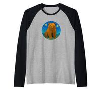 Grizzly Bear Zoo Animal - Van Gogh Starry Night Style Raglan Baseball Tee