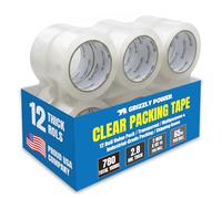 Grizzly Brand Clear Packing Tape Refill Rolls for Shipping, Moving, Packaging - True 2 inch x 60m per roll, 2.8mil Thick, 12 Rolls