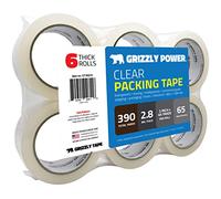 Grizzly Brand Clear Packing Tape Refill Rolls for Shipping, Moving, Packaging - True 2 inch x 65 Yards, 2.8mil Thick, 6 Rolls