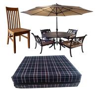 GRIZZLY FOAM 4inch/10cm Thick Waterproof Seat Pad for Garden Rattan Furniture Removeable Zipped Cover Ask Any Customize Size (Navy Chek, 65x23x4inch)