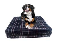 GRIZZLY FOAM 5cm/2inch Thick Dog Bed Pads, sleeping bed pads, Premium Waterproof Washable with Removeable Zipped Cover Ask Any Size (Navy Chek, 90x60x5cm)