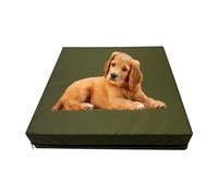 GRIZZLY FOAM Dog Bed Mattress Orthopaedic Memory Foam Filled Cushion Removable Waterproof Cover for Pet Mattress Durable Bounce-Back Foam (S-L60 x W42 x H10cm, Olive Green)
