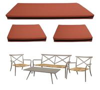 GRIZZLY FOAM Outdoor 3 Piece Rattan Cushions Replacement Set Chairs Sofa Patio Garden Lightweight Removeable Zipped Cover Ask Any Customize Size (Orange, 18x37x2inch 17x19x2inch)