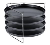 Grizzly Pizza Baking Set, 5-Piece Set with Lockable Stand and Pack of 4 Round Trays 28 cm / 11 inch, Pizza Rack for Oven, Bake 4 Pizzas at Once