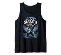 Grizzly Sabbath Bear with Guitar Rock Music Forest Scene Tank Top