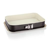 Grizzly, Springform Cake Tin, Rectangular Baking Tin 14" x 9" (35 x 24 cm), Black and Cream, with Overflow Protection, Non-Stick Coating, Large, Tall Rectangular Cake Tin