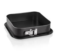 Grizzly, Springform Tin, Square Baking Mould 9" x 9" (24 x 24 cm), Black, with Overflow Protection, Non-Stick, Tall Square Cake Tin