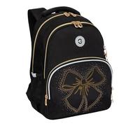 Grizzly The Golden Bow Backpack, Black with Gold Accents, Embroidered Bow Design