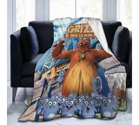 Grizzy Comedy and The Adventure Lemmings Animated Throw Blanket Soft Plush Blanketsfor Soft Cozy Lightweight Warm Party Decor for Bed Sofa 50"X40"