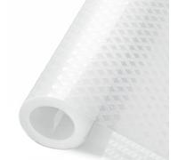 GRKJGytech Waterproof Shelf and Drawer Liners for Kitchen Cabinet, No Slip Refragerator Liner Cupboard Mats Non Adhesive EVA Place Mats Roll - Clear Argyle 45x500cm