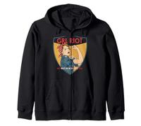 GRL RIOT Empowerment Retro Pop Art Zip Hoodie