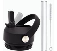 GrliTra Straw Lid for Yeti Rambler Bottle, Fits 18/26/36/64 oz, Flexible Handle, 2 Straws & 1 Brush, BPA Free, Polypropylene, 9.6 inches, Accessory, Water Bottle Lid, 4 Pieces