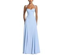 GRMLRPT Women's Spaghetti Straps Bridesmaid Maxi Dress Sweetheart Neck Tie Back A Line Formal Evening Long Dress, Blue, S