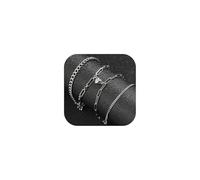Grmpt 1Pair Couple Bracelets for Women Men Silver Plated Couple Loving Bracelets Adjustable Layered Loving Type Link Bracelet, Moderate type, Alloy, no gemstone
