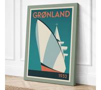 Grønland Liner Art Deco Canvas Wall Art Print 18x12 Inch