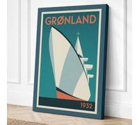 Grønland Liner Art Deco Canvas Wall Art Print 24x16 Inch