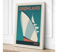 Grønland Liner Art Deco Canvas Wall Art Print 36x24 Inch