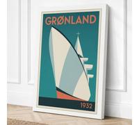 Grønland Liner Art Deco Canvas Wall Art Print 36x24 Inch