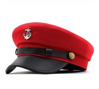 GRNUS Newsboy Cap for Women Casual Beret Hat Military Sailor Captain Cap Vintage Painter Fiddler Hat Ivy Peaked Flat Cap, Red, One Size