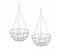 Gro Garden Products Heavy Duty Wire Hanging Basket, Round Basket, Flat Bottomed for Flowers with 3 Strand Chains, With or Without Liners 12" and 14" (2, 12" Basket Only)