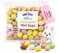 GRO VITS 100 x Chocolate Mini Eggs - Mini Speckled Eggs Chocolate Easter Eggs Bulk Bag Perfect For Easter Hunts, Parties, Gifting & Decoration Easter Gifts - Pack of 100