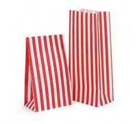 GRO VITS 9.5 x 14 Inch Striped Paper Sweet Bags Mixed Assorted Colours - Candy Bags for Pick and Mix, Popcorn, Party Favours, Wedding Buffet & Bakery Treats - Pack of 50