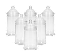 GRO VITS - 970ml - Pack Of 6 Clear Empty Plastic Jar With Top Screw Lid Storage Containers Victorian Style For Pick & Mix Sweets, Candy Buffet Party, Coins, Birthdays, & Wedding Gifts & Treats